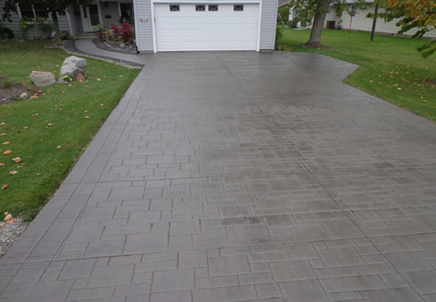 Stamped concrete driveway in Brentwood.