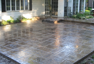 Back yard stamped patio in subdivision outside of Brentwood, TN.